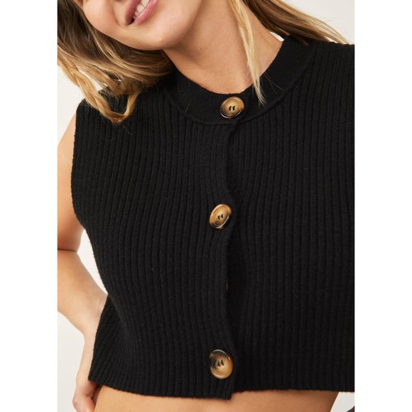 🎉LAST CHANCE🎉 FREE PEOPLE Naiome Micro Vest / Black - Picture 4 of 8